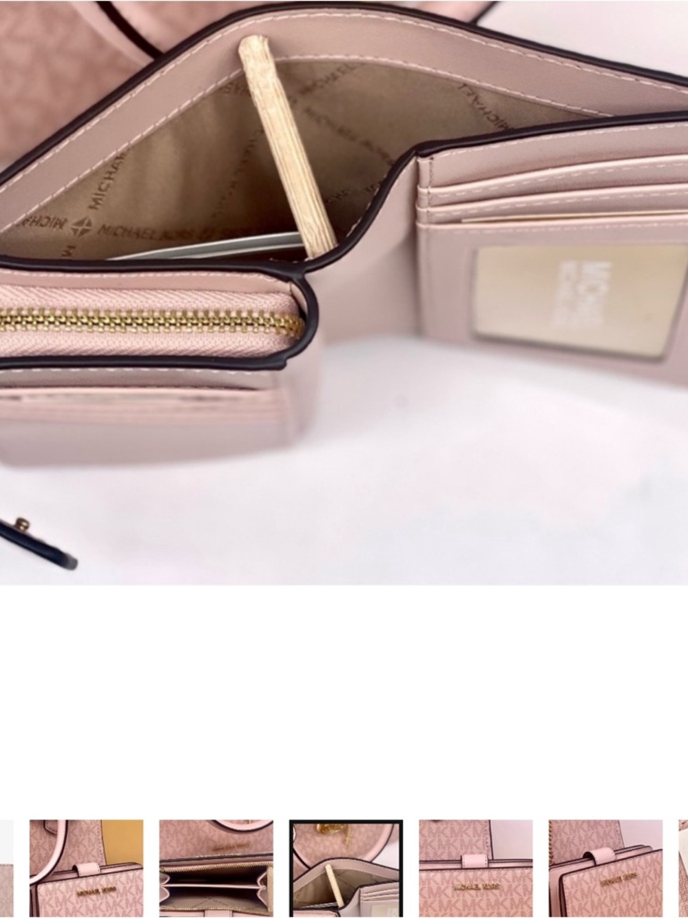 NWOT Michael Kors Powder Blush Signature Continental Wallet Gold Tone Hardware - Picture 5 of 5